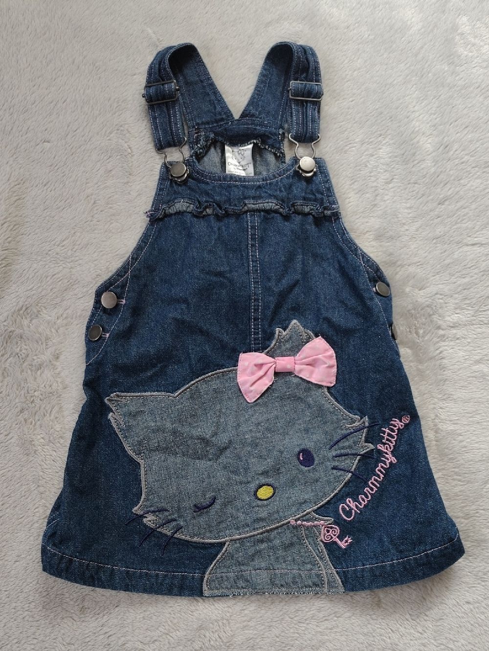 CharmmyKitty by Sanrio Hello Kitty Denim Overall Dress Size 2T